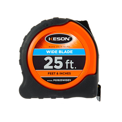 Keson 25ft ft/in Wide Blade Measuring Tape - Utility and Pocket Knives